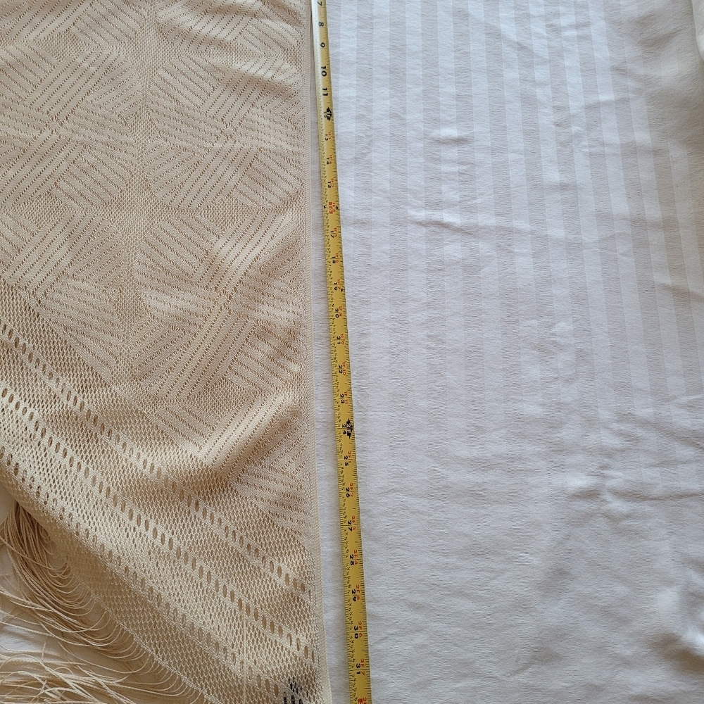 Elegant Cream Scarf with Fringe - Picture 5 of 7